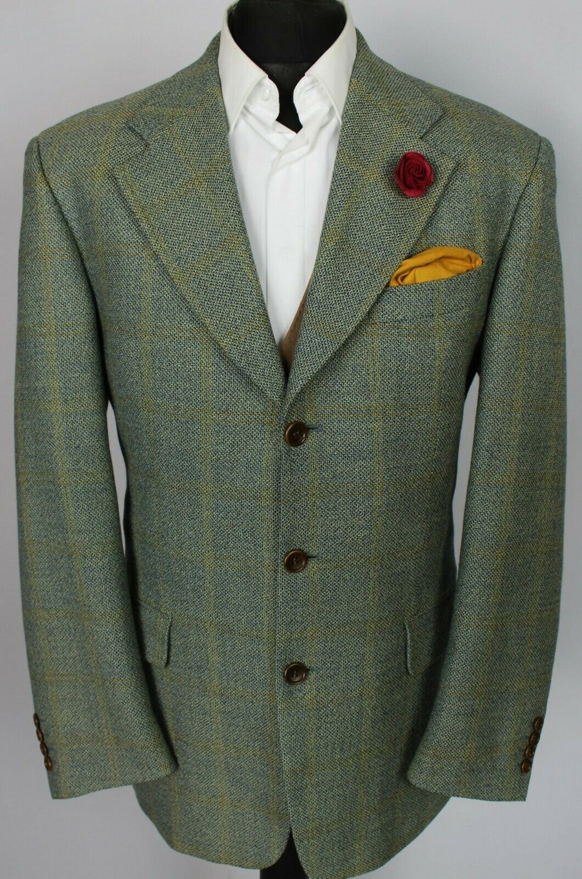 Tweed Hugo Boss Blazer Jacket Green Lambswool 42R SUPERB Etsy