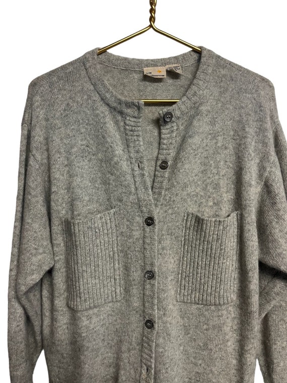 Liz Claiborne vintage 80’s gray cardigan sweater a