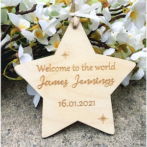 Welcome to the World Plaque, Baby Announcement, Star New Baby Gift, New Baby Detail Hanging, Baby Shower,