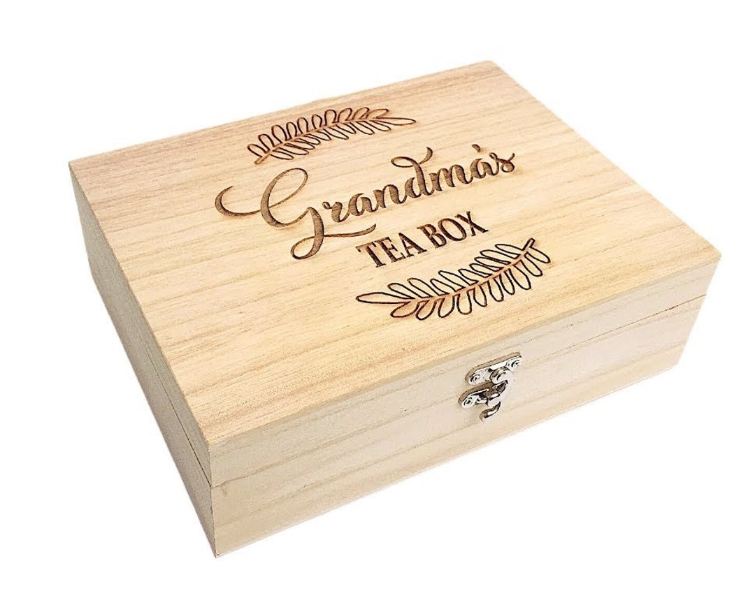 Personalised Tea Box Wooden Box Tea Gift Nanny Tea Storage Gift Tea
