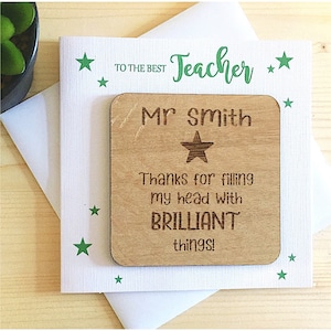 Teacher Star Coaster, Cadeau de l’enseignant, Idée cadeau de l’assistant d’enseignement, Carte d’enseignant et coffret cadeau