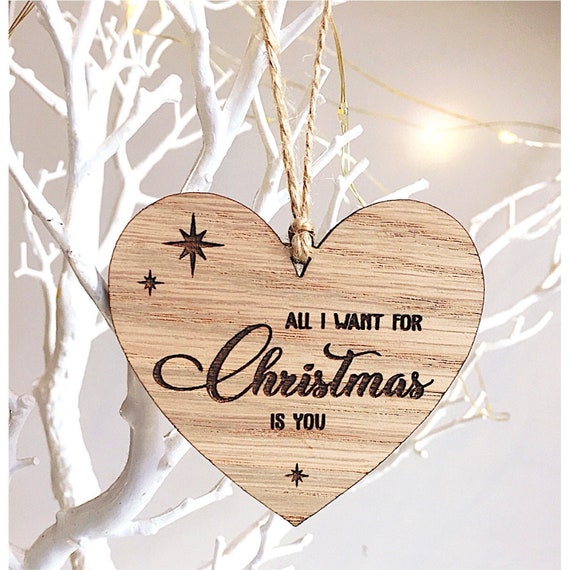Tout ce que je veux pour Noël, c'est toi Décoration d'amour en bois  Décoration de Noël en bois Décoration de Noël en forme de cœur Idées  cadeaux d'amour -  France