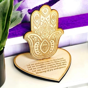 Wooden Hamsa Hand | Yoga Gift | Friendship Gift | Wooden Yoga Decor | Hand of Fatima Gift | Hamsa Hand Decor | Wooden Yoga Symbols