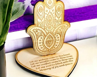 Wooden Hamsa Hand | Yoga Gift | Friendship Gift | Wooden Yoga Decor | Hand of Fatima Gift | Hamsa Hand Decor | Wooden Yoga Symbols