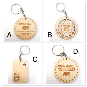 Father&#39;s Day Wooden Dad Daddy Grandad Grandpa Uncle Step-dad Keyring