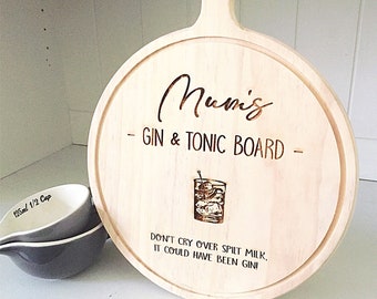 Personalised Name Engraved Gin and Tonic Board, Gin Gift, Gift for Birthday, New Home, Anniversary Gift,  Gin Lover Gift