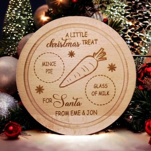 Santa Plate | Santa Treat Board | Personalised Wooden Santa Board | Father Christmas Treat Board | Wooden Santa Treat Board