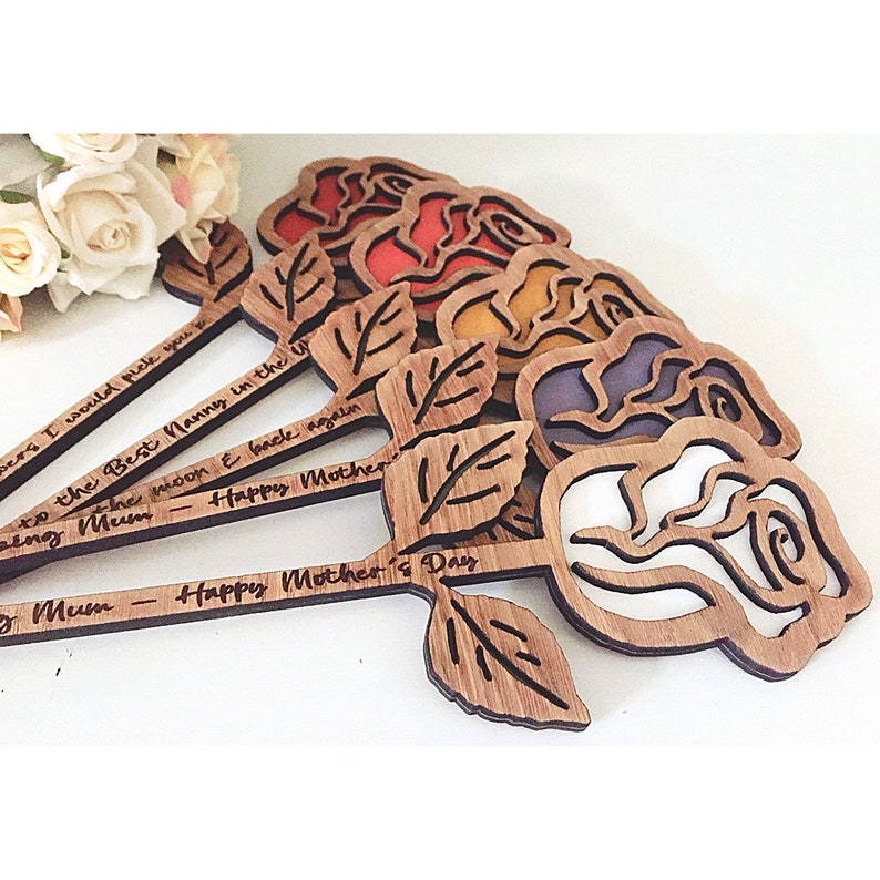 Personalised Keepsake Wooden Rose Mother's Day Gift Etsy