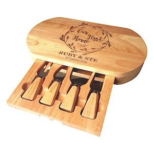 Personalised Oval Cheese Board & Knife Set | Wedding Gift | Custom Cheese Board | Anniversary Gift For Couples | Keepsake Cheeseboard