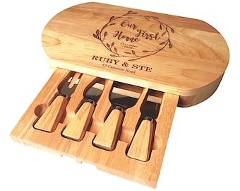 Personalised Oval Cheese Board & Knife Set, Wedding Gift. Custom Cheese Board. Anniversary Gift For Couples, Keepsake