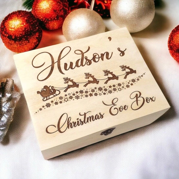 Christmas Eve Box, Personalised Christmas Box, Santa Sleigh Box, Keepsake Box, Wooden Christmas, Christmas Decorations