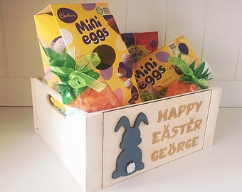 Personalised Easter Crate | Wooden Gift Box | Easter Rabbit Box | Easter Gift | Grandchild Gift Idea | Easter Box