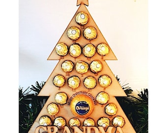 Personalized Wooden Christmas Tree Advent Calendar | Ferrero Rocher, Lindor