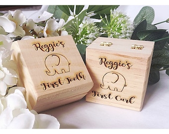 Boîte personnalisée pour premières dents et boucles | Souvenir de bébé en bois