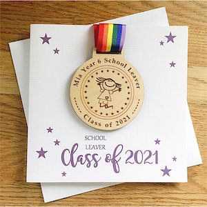 Personalised Reward Graduation School Nursery Leaver Medal & Card