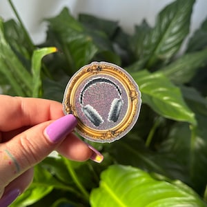 2" Glitter Black Headphones - Sticker - Patreon Audio - Audio Quote