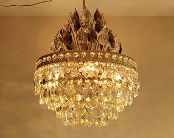 Kristall Kronleuchter Antike Vintage Messing Lila Korb Decke Leuchte Französischen Stil Esszimmer Halloway Badezimmer Lampe 6 Glühbirnen