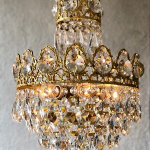 Vintage 70s Crystal Chandelier Very Chic Art Nouveau Lighting