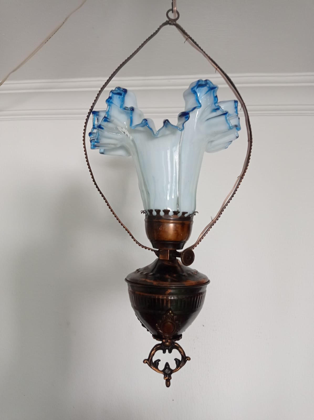 Vintage Murano Blue Hand Painted   Glass Chandelier LED Single Basket Ceiling Light Fixture Wedding Lighting Home Decor