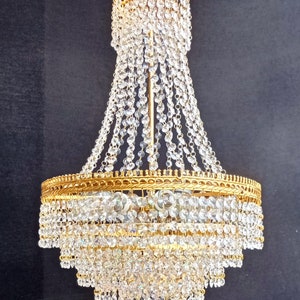 Vintage Brass Crystal Basket Chandelier - 3-Light LED Ceiling Fixture