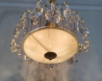 Crystal Chandelier French Basket Pendant Light