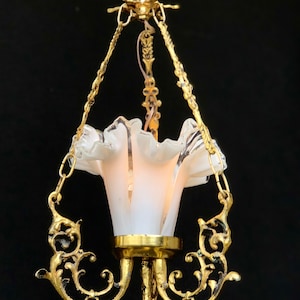 Murano Chandelier  White Glass Floral Single Basket Ceiling Light Fixture Wedding Lighting Home Decor Art Deco Interior