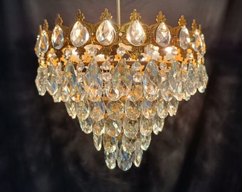 Crystal Chandelier Antique Vintage Brass LED Basket Ceiling Fixture Lamp Light Fixture  Lighting Home Decor