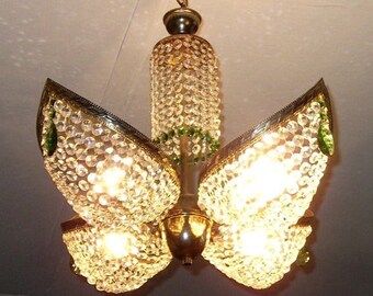 ON SALE Free Delivery! Antique Ceiling Pendant Light Vintage French Brass Sparkling Shabby Crystal Bridal Chandelier Ligting 1980s