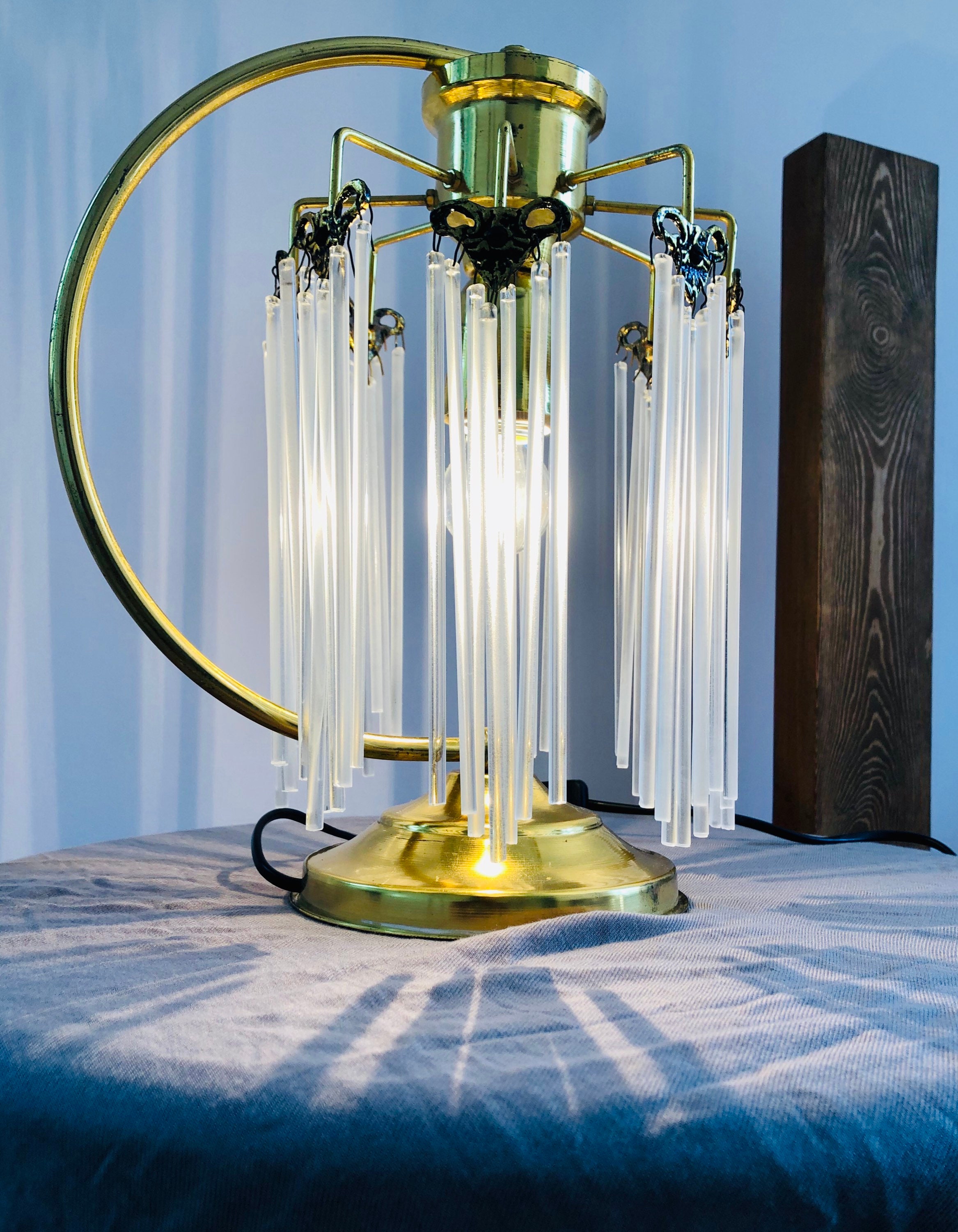 Vintage Murano Glass Table Lamp Antique Brass Art Deco Retro Etsy