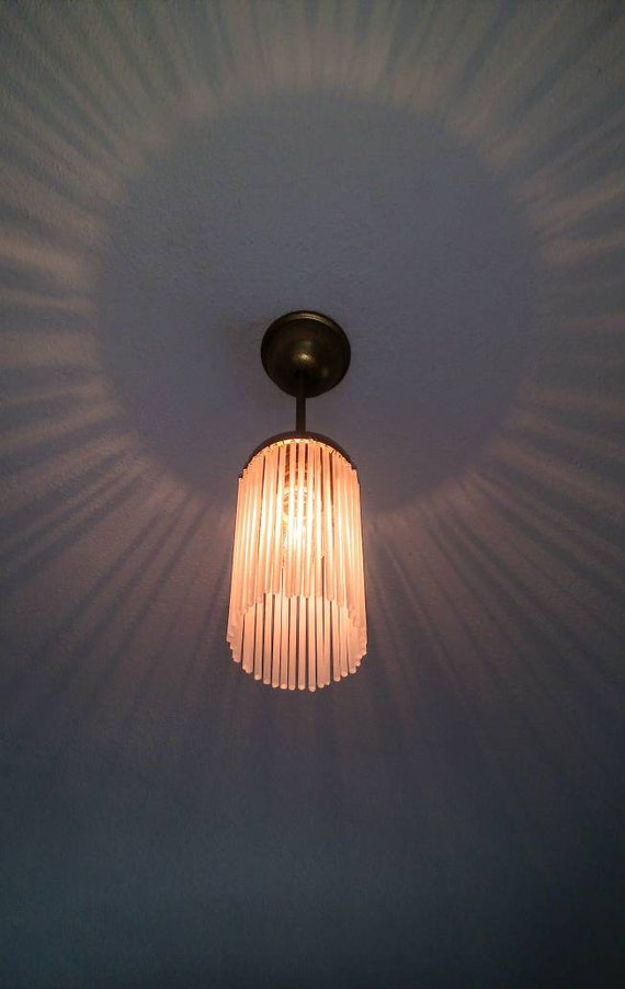Vintage Art Deco Retro 80s Single Ceiling Pendant Light Vintage Murano Milk Glass Stick Chandelier Dining Room Ligting