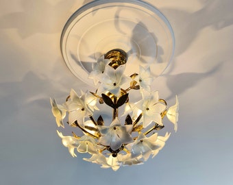 Vintage Murano Milk Glass Chandelier