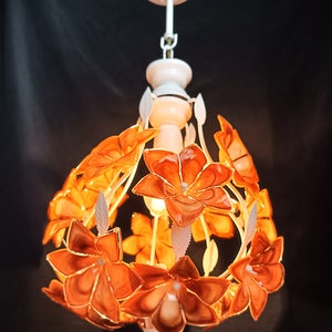 Vintage 1980s Murano Glass Chandelier Brown Flower Chandelier