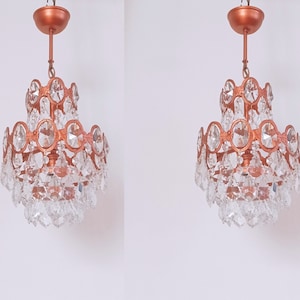 A Pair Crystal Chandelier Antique Vintage Brass LED Basket Ceiling Fixture Lamp Light Fixture  Lighting Home Decor 1 lamp