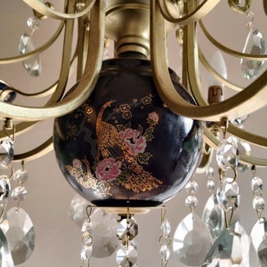 Brass Rococo Crystal Chandelier: Vintage French Style 8-Light Fixture