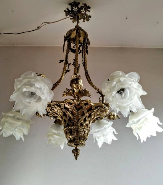 brass flower ceiling light