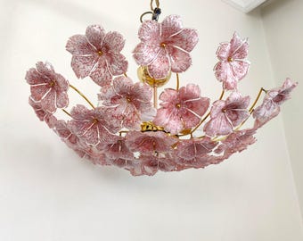 Easy Fit Vintage Murano Pink Glass Chandelier LED Basket Ceiling Light Fixture Wedding Dining Room Entryway Halllighting Home Decor 4 Lamp