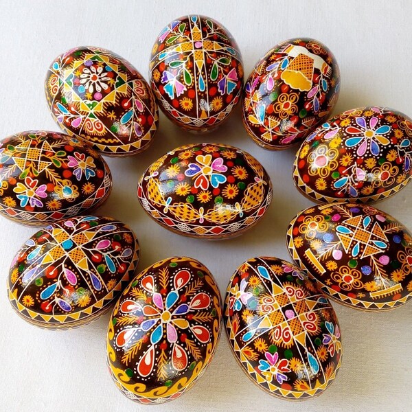Set von 10 echten handgefertigten Pysanky Osterei Ukraine Osterei Pysanka Pisanki Eierschale lot#11