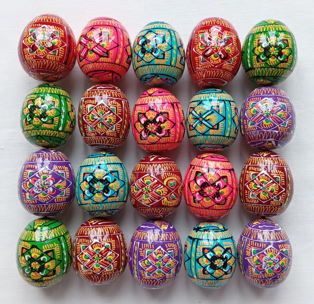 Set of 20 SMALL Hand Painted Wooden Ukrainian Pysanky Easter Eggs ...