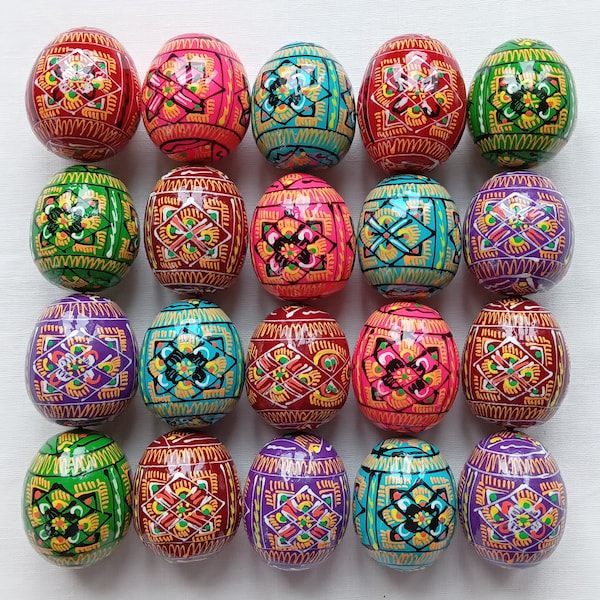 Set of 20 SMALL hand painted wooden Ukrainian Pysanky Easter Eggs Ukraine Pisanki Pysanka Pisanka Osterei art craft souvenir Lot #Лг