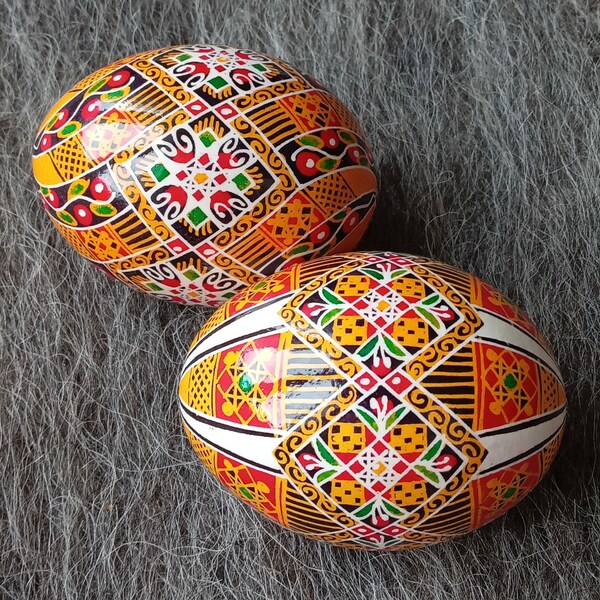 Set of 2 Real Ukrainian hand painted Pysanky Easter Eggs Ukraine Osterei Pysanka Pisanki egg shell art gift souvenir Lot#428г