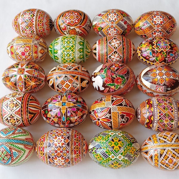 Set of 20 Real Ukrainian handmade Pysanky Easter Egg Ukraine Osterei Pysanka Pisanki egg shell lot#364г