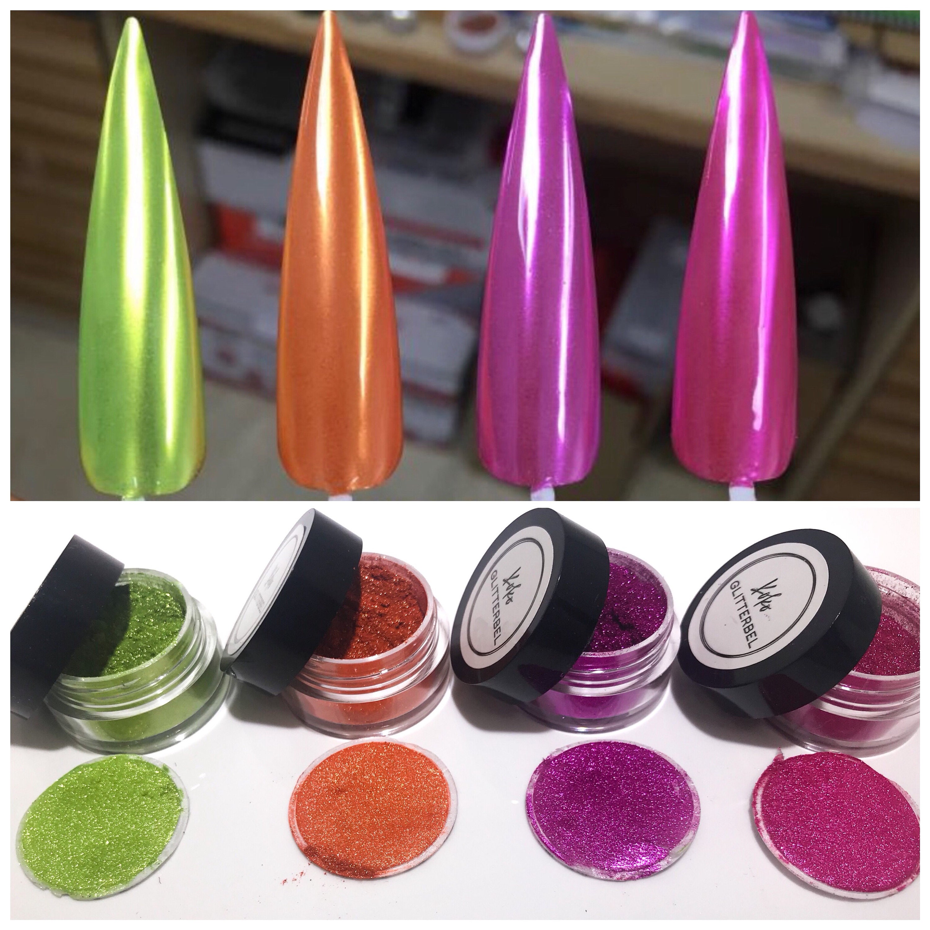 Neon Mirror Chrome Nail Powder 1 Gram Super Shiney Pigment - Etsy