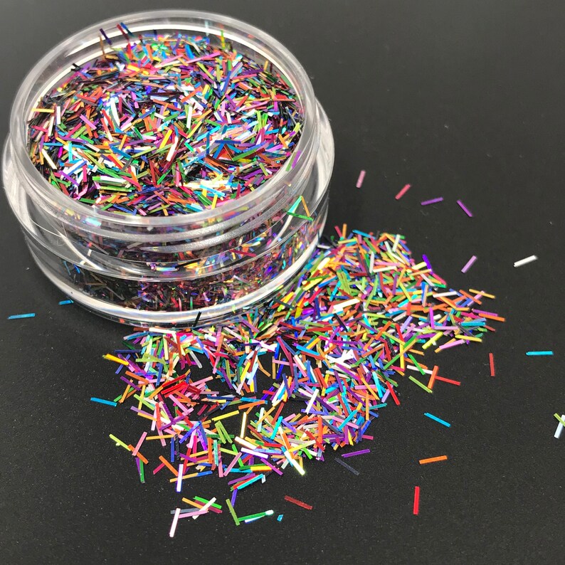 Glitter Fluff Pieces Strips Tinsel Rainbow Holographic Etsy