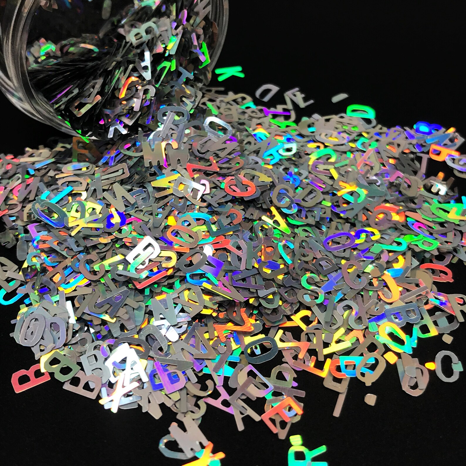 Silver Letter Glitter Holographic Holo Word Pieces Solvent Etsy