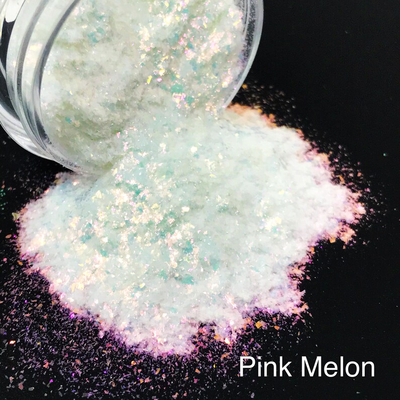 Electric Unicorn Glitter Mix Mylar Tiny Flakes Iridescent Solvent Resistant Nail A!   rt Crafts Tumblers Pink Melon - 