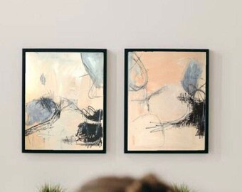 Arte abstracto / moderno / formas abstractas / pintura acrílica / único / díptico