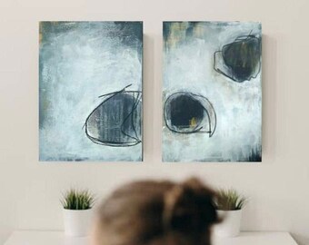 Díptico / pintura abstracta / único / moderno / pintura acrílica / abstracto