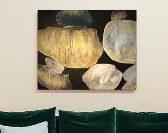 Abstracto / Pintura abstracta / Pepita de oro / Acrílico / Negro / Minimalista / Único