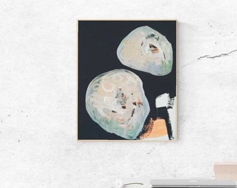 Pintura acrílica abstracta / Pintura abstracta / Imagen abstracta / negro / neón / blanco / Único