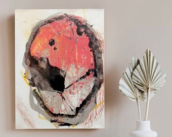 Piedra preciosa / abstractart / koh-i-Noor / arte / minimalismo / abstracto / forma de piedra / acrílico / único / tiza al óleo / técnica mixta / pintura